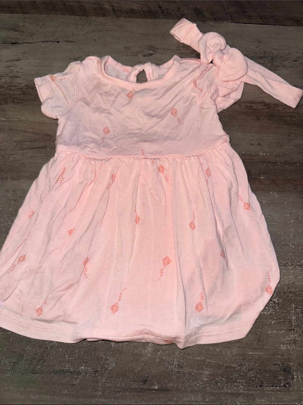 Carter's Pale Pink Kite-Print Dress with Knotted Headband
